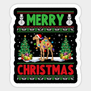 Funny Camel Animal Lover Xmas Lighting Camel Christmas Sticker